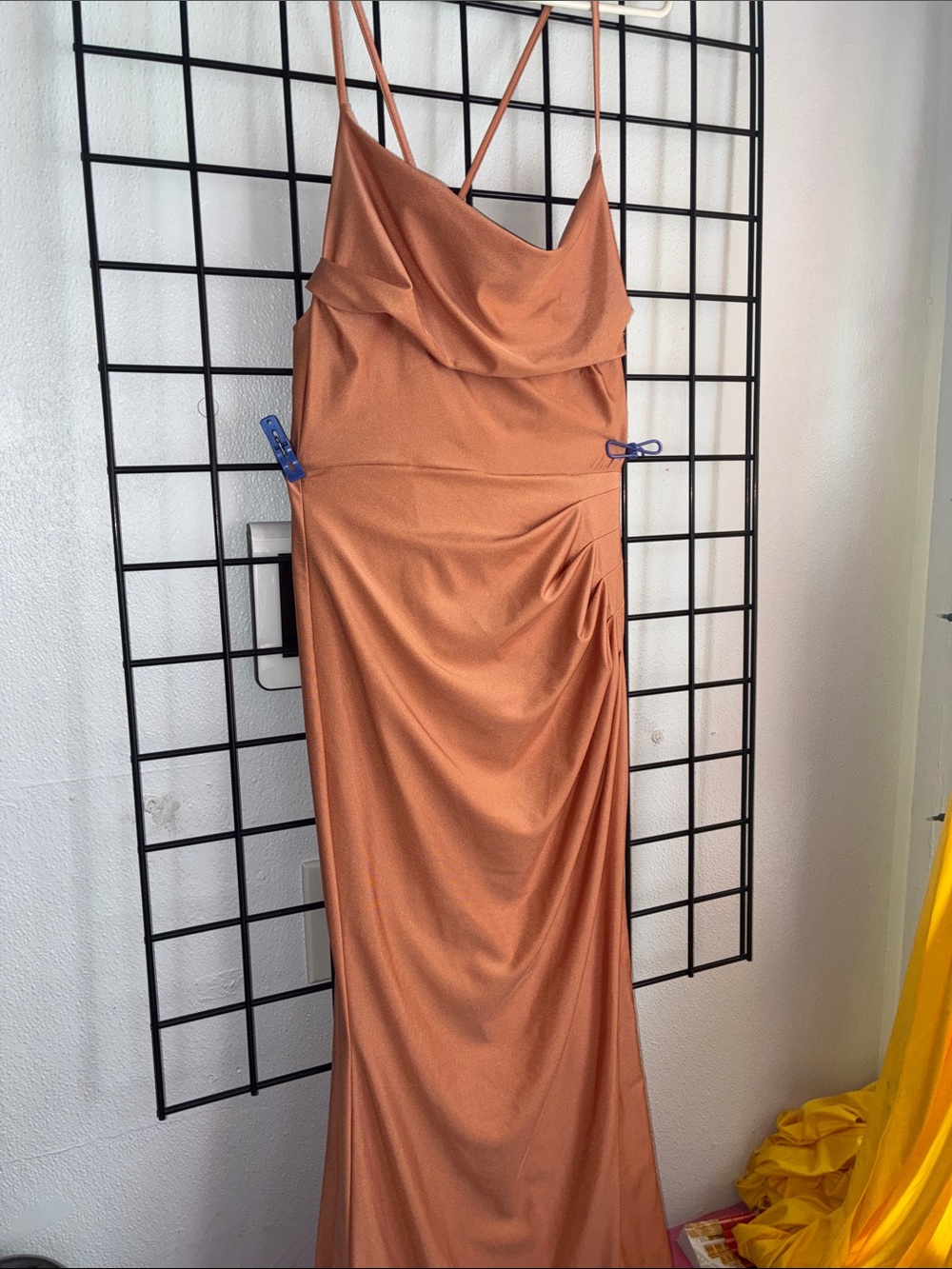 Satin Cowl-Front Maxi Dress in Copper